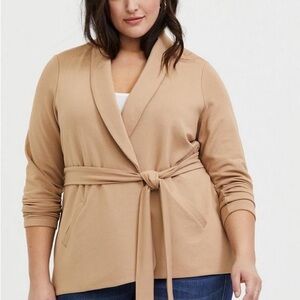 Torrid Sz 3X Tan Belted Soft Cozy Lounge Casual Jacket
